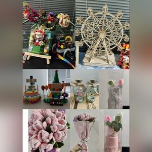 Home Decorations - lego, rolife, crochet bouquets